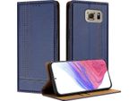 Custodia Per Cellulare Per Samsung Galaxy S6 In Pelle Flip Custodia Protettiva Con Funzione Di Stand Blu