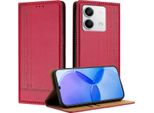 Custodia Per Xiaomi Redmi Note 13 5G In Pelle Flip Case Con Funzione Stand Rosso
