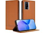 Custodia Per Xiaomi Poco F5 Pro/Redmi K60/K60 Pro Custodia Flip In Pelle Con Funzione Stand Brown