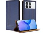 Custodia Per Xiaomi Poco X6 Pro/Redmi K70E 5G In Pelle Flip Cover Con Funzione Stand Blu