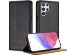 Custodia Per Telefono Cellulare Per Samsung Galaxy S22 Ultra 5G In Pelle Flip Custodia Protettiva Con Funzione Stand Nero
