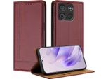 Custodia Per Itel A60 / Itel A60S Custodia Flip In Pelle Con Funzione Stand Rosso Scuro