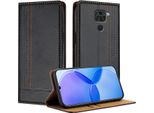 Custodia Per Xiaomi Redmi Note 9 In Pelle Flip Case Con Funzione Stand Nero