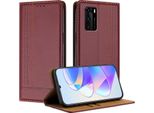 Custodia Per Huawei P40 In Pelle Con Funzione Stand Rosso Scuro
