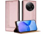 Custodia Per Xiaomi Redmi A3 In Pelle Con Funzione Di Supporto Rosa