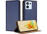 Custodia Per Oppo Reno8 5G In Pelle Flip Cover Con Funzione Stand Blu