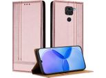 Custodia Per Xiaomi Redmi Note 9 In Pelle Con Funzione Di Supporto Rosa