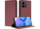 Custodia Per Xiaomi Poco C65/Poco M6 5G/Redmi 13C Custodia Flip In Pelle Con Funzione Stand Rosso Scuro