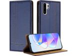 Custodia Per Huawei P30 Pro In Pelle Con Funzione Stand Blu