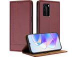 Custodia Per Huawei P40 Pro In Pelle Con Funzione Stand Rosso Scuro
