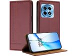 Custodia Per Oneplus 12R In Pelle Con Funzione Stand Rosso Scuro