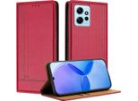 Custodia Per Xiaomi Redmi Note 12 4G In Pelle Con Funzione Stand Rosso