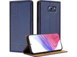 Custodia Per Telefono Cellulare Per Samsung Galaxy S6 Edge+ In Pelle Flip Custodia Protettiva Con Funzione Stand Blu