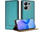 Custodia Per Xiaomi Redmi Note 13 Pro 4G In Pelle Flip Case Con Funzione Stand Verde
