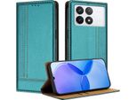 Custodia Per Xiaomi Poco X6 Pro/Redmi K70E 5G In Pelle Flip Cover Con Funzione Stand Verde
