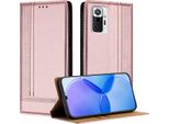 Custodia Per Xiaomi Redmi Note 10 Pro/Note 10 Pro Max In Pelle Con Funzione Stand Rosa
