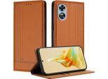 Custodia Per Telefono Cellulare Per Oppo A17 In Pelle Flip Cover Con Funzione Stand Brown