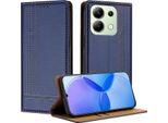 Custodia Per Xiaomi Redmi Note 13 4G In Pelle Flip Case Con Funzione Stand Blu