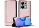 Custodia Per Xiaomi Redmi Note 13 Pro 4G In Pelle Con Funzione Di Supporto Rosa