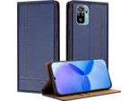 Custodia Per Xiaomi Poco M5S/Redmi Note 10S/Note 10 4G Custodia Flip In Pelle Con Funzione Stand Blu