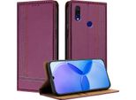 Custodia Per Xiaomi Redmi 7 In Pelle Con Funzione Di Supporto Viola