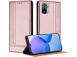 Custodia Per Xiaomi Poco M5S/Redmi Note 10S/Note 10 4G In Pelle Con Funzione Di Supporto Rosa