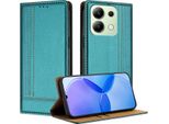 Custodia Per Xiaomi Redmi Note 13 4G In Pelle Flip Case Con Funzione Stand Verde