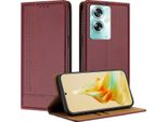 Custodia Per Oppo A79 5G In Pelle Con Funzione Stand Rosso Scuro