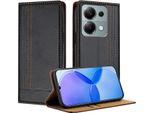 Custodia Per Xiaomi Redmi Note 13 Pro 4G In Pelle Flip Case Con Funzione Stand Nero