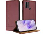 Custodia Per Tcl 305 /Tcl 306 /Tcl 30 Se In Pelle Con Funzione Stand Rosso Scuro
