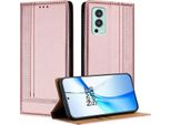 Custodia Per Oneplus Nord 2 In Pelle Con Funzione Stand Rosa