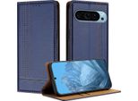 Custodia Per Google Pixel 9 Pro In Pelle Con Funzione Di Supporto Blu
