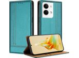 Custodia Per Oppo Reno9 In Pelle Con Funzione Di Supporto Verde