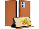 Custodia Per Oppo Find X5 Lite In Pelle Con Funzione Stand Brown