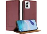 Custodia Per Motorola Moto G Power 5G 2024 In Pelle Con Funzione Stand Rosso Scuro
