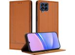 Custodia Per Samsung Galaxy M53 5G In Pelle Con Funzione Stand Brown