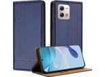 Custodia Per Motorola Moto G Stylus 4G 2023 Flip Cover In Pelle Con Funzione Stand Blu