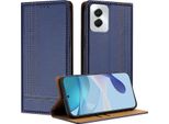 Custodia Per Motorola Moto G Power 5G 2024 Flip Cover In Pelle Con Funzione Stand Blu