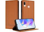 Custodia Per Huawei P20 Lite In Pelle Con Funzione Stand Marrone