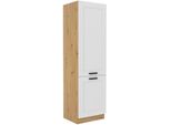 Schrank für Einbaukühlschränke LAILI – Breite 60 cm, Weiß / Eiche Artisan