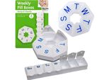 Scatola Di Pillole 7 Giorni 2 Scomparti, Scatola Di Medicinali Organizzatore Di Pillole | Bianco, Plastica, 2 Pezzi