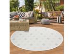 Tappeto Per Interni Ed Esterni Tappeto Per Balconi Con Vari Motivi A Rombi Color Crema Dimensioni - 160 Cm Rotondo