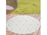 Tappeto Per Interni Ed Esterni Tappeto Per Patio Tappeto Per Soggiorno Con Motivo A Rombi In Crema Dimensioni - 200 Cm Rotondo