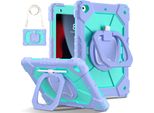 Custodia Per Ipad 9Th Gen/ 8Th Gen/ 7Th Gen, Ipad 10,2" 2021/2020/2019, Resistente Custodia Protettiva Portatile Con Supporto, Cinghia A Mano E Tracolla Viola"
