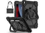 Custodia Per Ipad 9Th Gen/ 8Th Gen/ 7Th Gen, Ipad 10,2" 2021/2020/2019, Resistente Custodia Protettiva Portatile Con Supporto, Cinghia A Mano E Tracolla Nera"