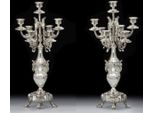 Casa Padrino Set Di Candelieri Barocchi In Bronzo Argento H. 55 Cm