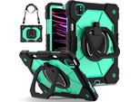 Custodia Per Ipad Air 5 /Air 4 /Ipad Pro 11 2022/2021/2020/2018, Ipad 10.9" Air 5A/4A Generazione, Resistente Custodia Protettiva Portatile Con Supporto, Cinghia A Mano E Tracolla Nero Turchese"