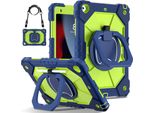 Custodia Per Ipad 9Th Gen/ 8Th Gen/ 7Th Gen, Ipad 10,2" 2021/2020/2019, Resistente Custodia Protettiva Portatile Con Supporto, Cinghia A Mano E Tracolla Verde Navy"