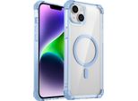 Custodia Magnetica Per Iphone 15 Compatibile Con Magsafe, Antiurto, Protezione Militare Custodia Trasparente Blu