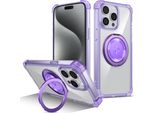 Custodia Per Iphone 13 Pro Max Supporto Ad Anello Magnetico, Supporto, Compatibile Con Magsafe, Protezione Militare, Custodia Trasparente Viola